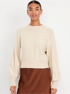 Old Navy Cream Speckled Crewneck Sweater